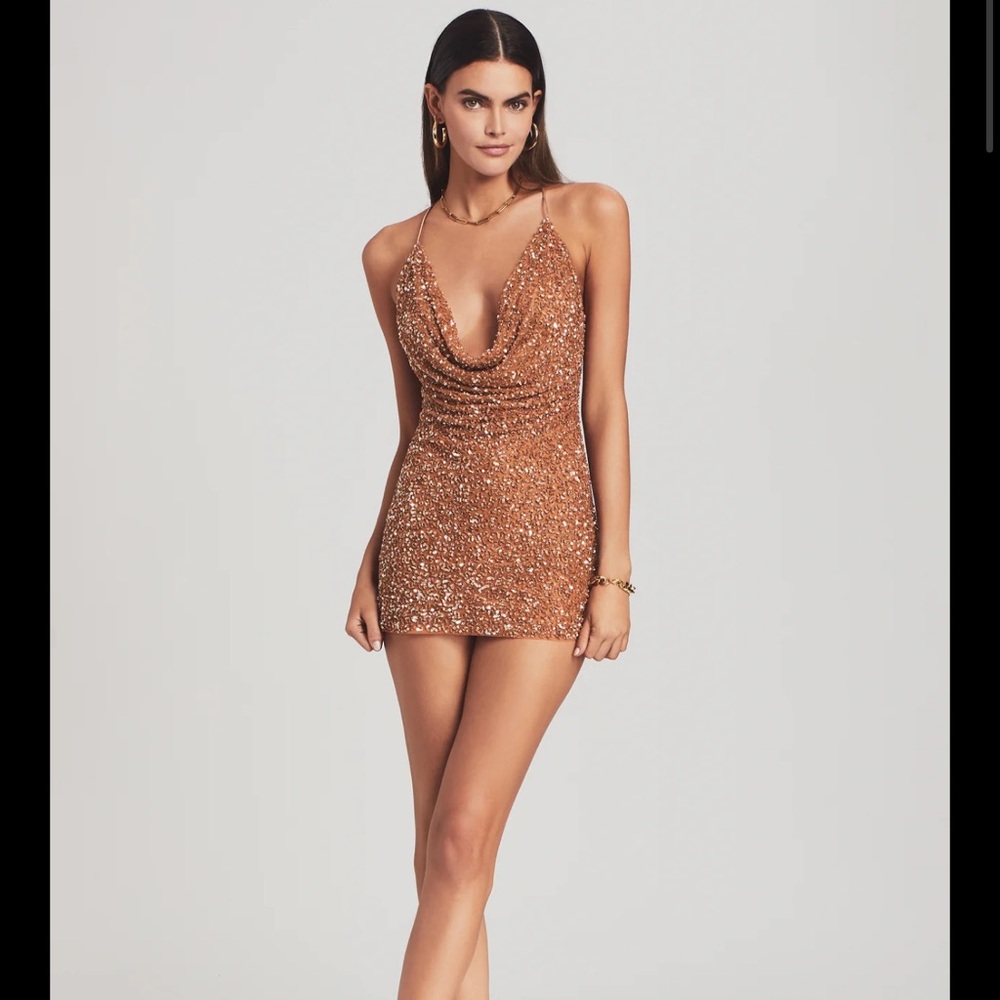 Retrofete - Mich Sequin Mini Dress - Tan